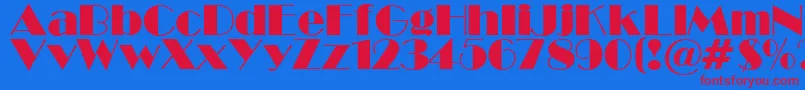BroadwaySuRegular-fontti – punaiset fontit sinisellä taustalla