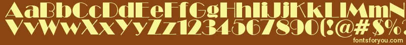 BroadwaySuRegular-fontti – keltaiset fontit ruskealla taustalla