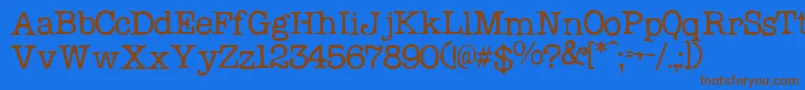 フォントProbsecrnormal – 茶色の文字が青い背景にあります。