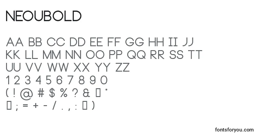 Schriftart NeouBold – Alphabet, Zahlen, spezielle Symbole