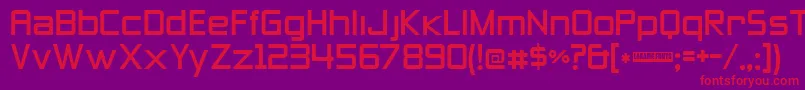 フォントZeroesthree – 紫の背景に赤い文字