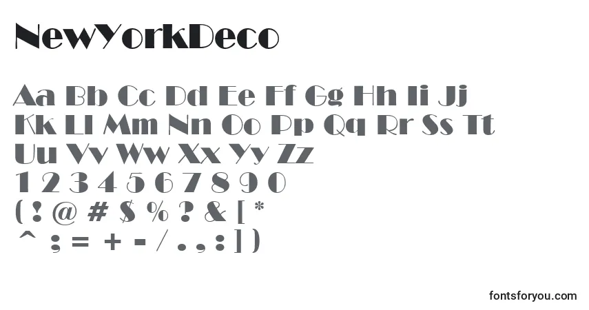 Schriftart NewYorkDeco – Alphabet, Zahlen, spezielle Symbole