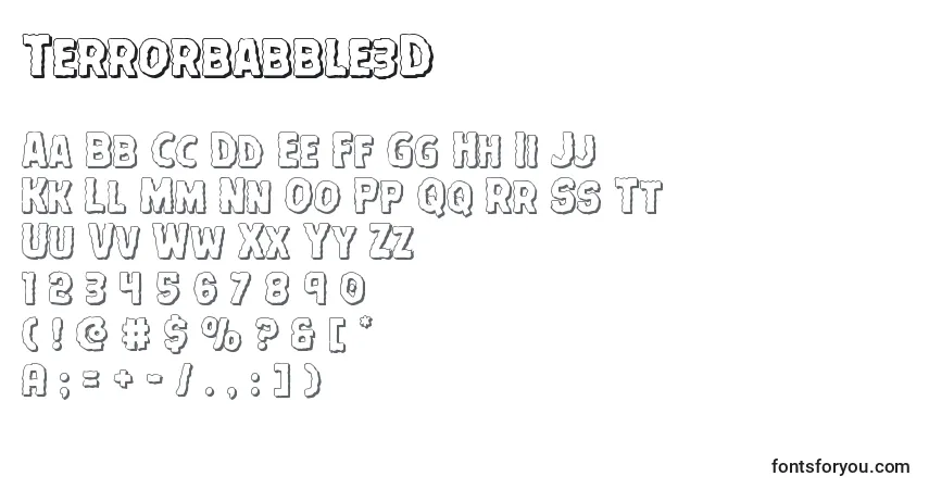 Czcionka Terrorbabble3D – alfabet, cyfry, specjalne znaki