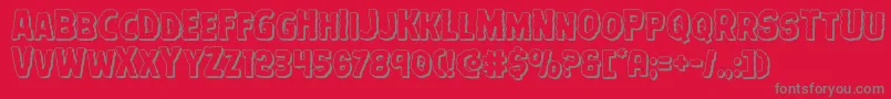 Terrorbabble3D-fontti – harmaat kirjasimet punaisella taustalla