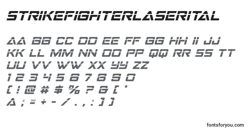 Schriftart Strikefighterlaserital – Alphabet, Zahlen, spezielle Symbole