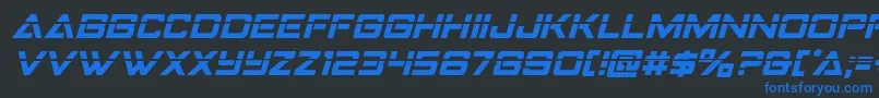 Strikefighterlaserital Font – Blue Fonts on Black Background