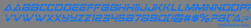 フォントStrikefighterlaserital – 灰色の背景に青い文字