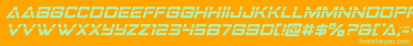 Шрифт Strikefighterlaserital – зелёные шрифты на оранжевом фоне