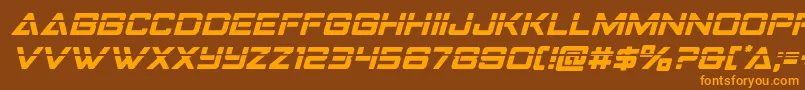 Strikefighterlaserital-Schriftart – Orangefarbene Schriften auf braunem Hintergrund