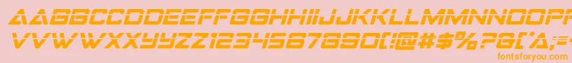 Strikefighterlaserital-Schriftart – Orangefarbene Schriften auf rosa Hintergrund