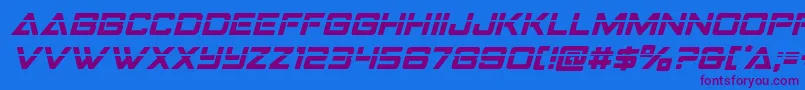 Strikefighterlaserital-Schriftart – Violette Schriften auf blauem Hintergrund