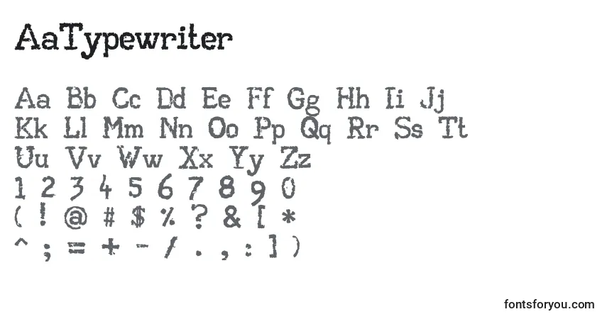 Schriftart AaTypewriter – Alphabet, Zahlen, spezielle Symbole