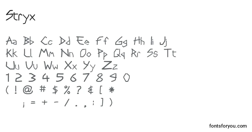 Stryx-fontti – aakkoset, numerot, erikoismerkit