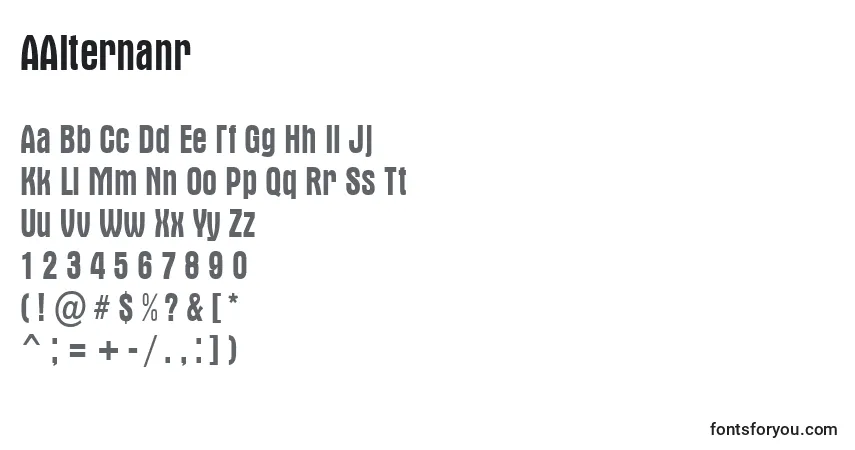 Czcionka AAlternanr – alfabet, cyfry, specjalne znaki
