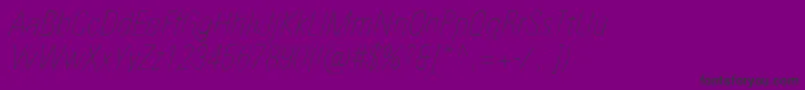 Шрифт UniversNextProUltralightCondensedItalic – чёрные шрифты на фиолетовом фоне