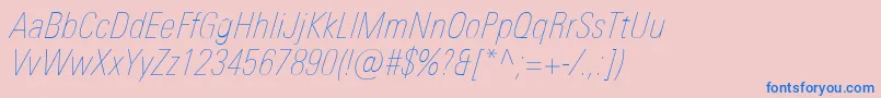 Шрифт UniversNextProUltralightCondensedItalic – синие шрифты на розовом фоне