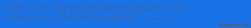 UniversNextProUltralightCondensedItalic Font – Brown Fonts on Blue Background