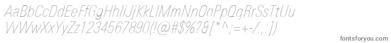 UniversNextProUltralightCondensedItalic Font – Gray Fonts on White Background