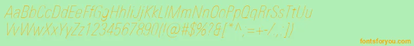 UniversNextProUltralightCondensedItalic Font – Orange Fonts on Green Background