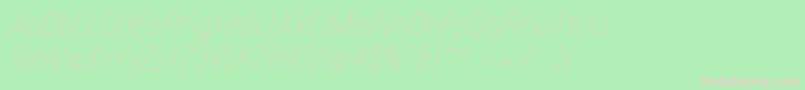 UniversNextProUltralightCondensedItalic-Schriftart – Rosa Schriften auf grünem Hintergrund