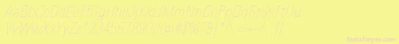 UniversNextProUltralightCondensedItalic Font – Pink Fonts on Yellow Background