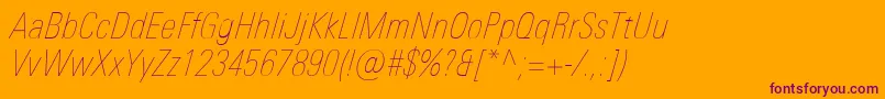 UniversNextProUltralightCondensedItalic Font – Purple Fonts on Orange Background