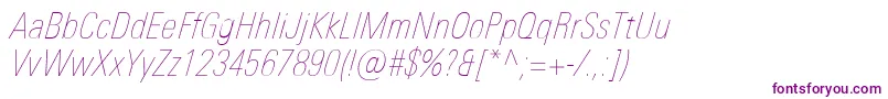 Шрифт UniversNextProUltralightCondensedItalic – фиолетовые шрифты