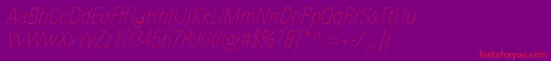 UniversNextProUltralightCondensedItalic Font – Red Fonts on Purple Background