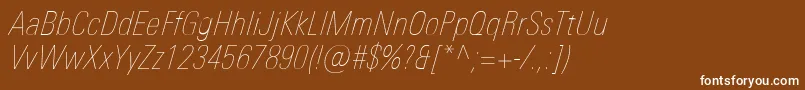 More about UniversNextProUltralightCondensedItalic Font UniversNextProUltralightCondensedItalic Font – White Fonts on Brown Background