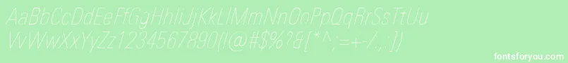 UniversNextProUltralightCondensedItalic Font – White Fonts on Green Background