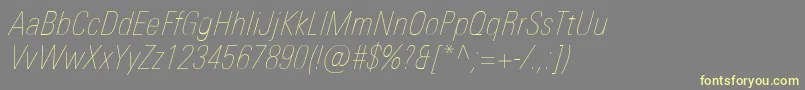 UniversNextProUltralightCondensedItalic Font – Yellow Fonts on Gray Background