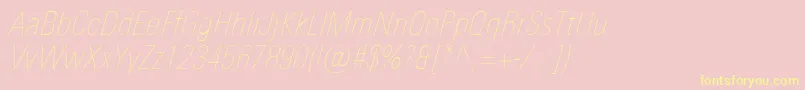 UniversNextProUltralightCondensedItalic Font – Yellow Fonts on Pink Background