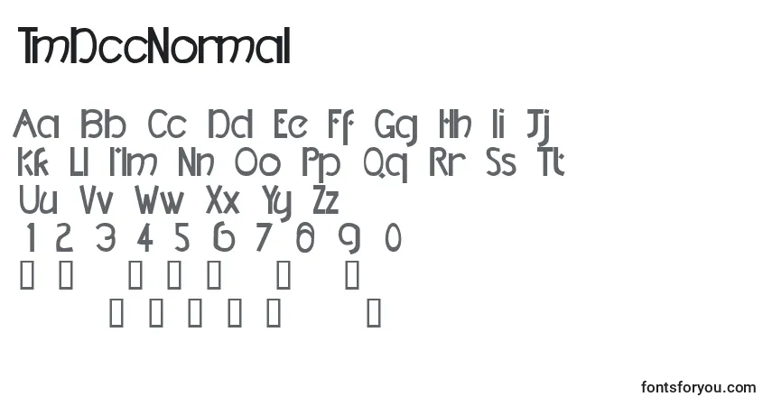 A fonte TmDccNormal – alfabeto, números, caracteres especiais