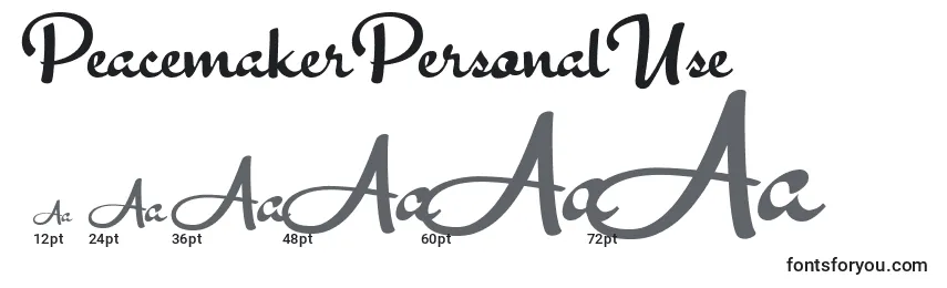 PeacemakerPersonalUse Font Sizes