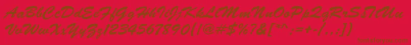 BrushScriptRegular Font – Brown Fonts on Red Background