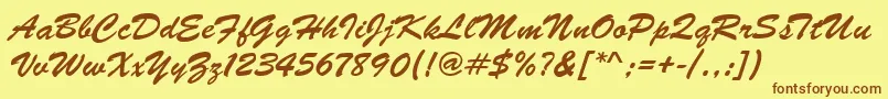 BrushScriptRegular Font – Brown Fonts on Yellow Background