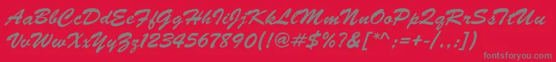 フォントBrushScriptRegular – 赤い背景に灰色の文字