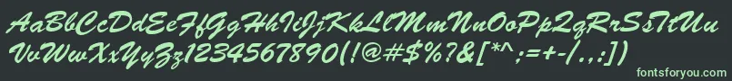 フォントBrushScriptRegular – 黒い背景に緑の文字