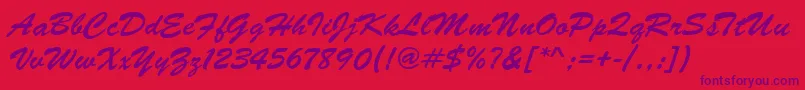 BrushScriptRegular-Schriftart – Violette Schriften auf rotem Hintergrund