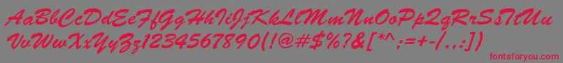 Więcej informacji o czcionce BrushScriptRegular Czcionka BrushScriptRegular – czerwone czcionki na szarym tle