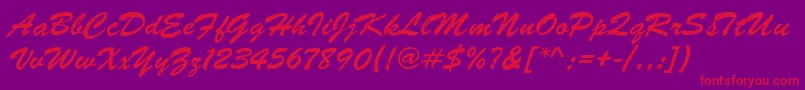 BrushScriptRegular-Schriftart – Rote Schriften auf violettem Hintergrund