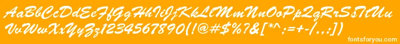 フォントBrushScriptRegular – オレンジの背景に白い文字