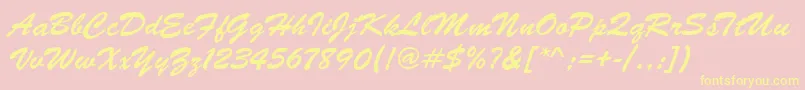 BrushScriptRegular Font – Yellow Fonts on Pink Background