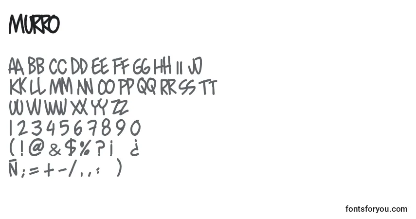Schriftart Murro – Alphabet, Zahlen, spezielle Symbole