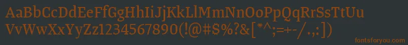 Fonte TangerserifnarrowRegular – fontes marrons em um fundo preto