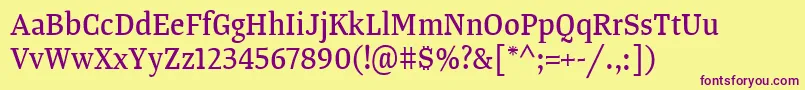 Шрифт TangerserifnarrowRegular – фиолетовые шрифты на жёлтом фоне