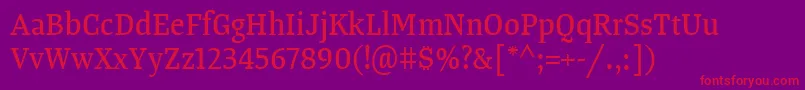 TangerserifnarrowRegular Font – Red Fonts on Purple Background