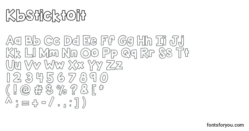 Czcionka Kbsticktoit – alfabet, cyfry, specjalne znaki