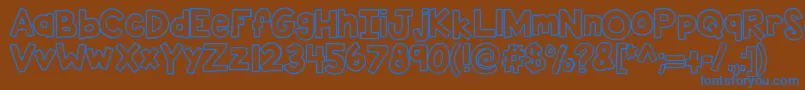 Kbsticktoit-fontti – siniset fontit ruskealla taustalla