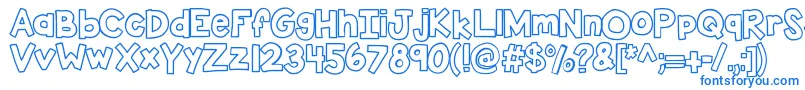 Kbsticktoit-Schriftart – Blaue Schriften auf weißem Hintergrund